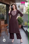 Wine Colour Diya Trends Dhabu Cotton Kurtis With Bottom 4009 